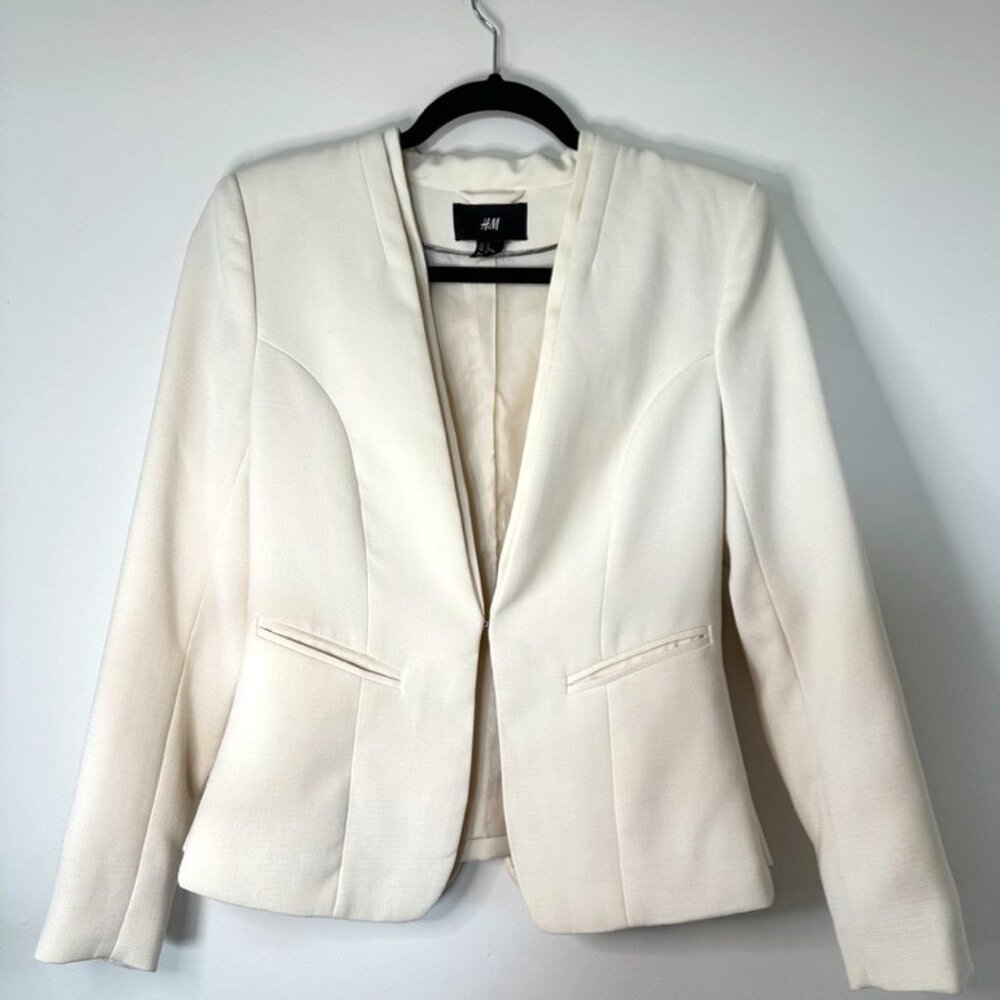 H&M, Blazer, White/Cream, Size 8